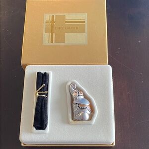 Estée Lauder Silver Elephant Compact with Black Velvet Pouch
